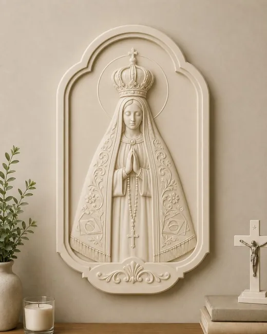 Our Lady plaque 3D-printed